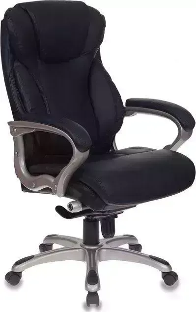Кресло офисное БЮРОКРАТ T-9916/BLACK черный рец.кожа/кожзам