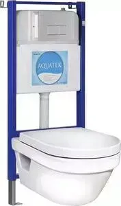 Унитаз Gustavsberg Hygienic Flush WWS подвесной, инсталляция Акватек Slim Set, с сиденьем, клавиша хром (5G84HR01+10.705.51C.021.8)