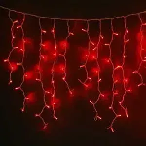 Светодиодная бахрома Light красная 3,1x0,5 прозрачный провод.(мерц.)