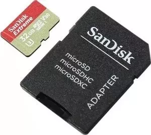 SD карта SANDISK Extreme microSDHC 32GB 100MB/s A1 C10 V30 UHS-I U3 (SDSQXAF-032G-GN6AA)