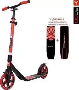 Самокат Y-Scoo 2-х колесный RT 215 OneOne red (2 дизайна в 1 е)