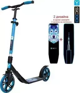 Самокат Y-Scoo 2-х колесный RT 215 OneOne blue (2 дизайна в 1 е)