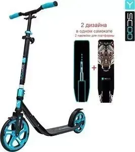Самокат Y-Scoo 2-х колесный 250 ONEONE aqua (2 дизайна в 1 е) (6402)