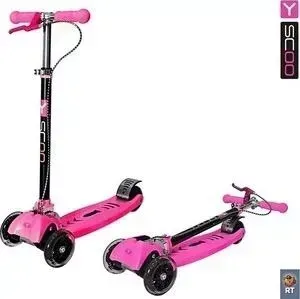 Самокат Y-Scoo MAXI CITY RT Simple Gagarin трансформер с ручным тормозом pink (4958)