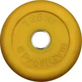 Диск обрезиненный ProfiGym d 26 мм жёлтый 1,25 кг