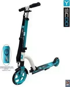 Самокат Y-Scoo 2-х колесный RT SLICKER 180 с амортизатором aqua+white