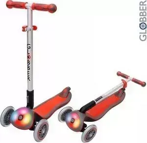 Самокат Globber 448-102 ELITE F My Free Fold up со светящейся платформой RED