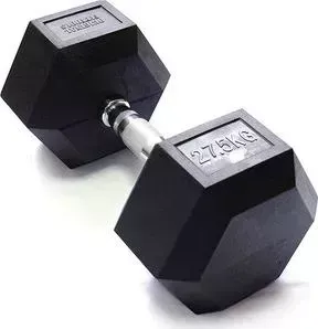 Гантель Original Fit.Tools гексагональная обрезиненная, хромированная ручка, 27,5 кг FT-HEX-27,5