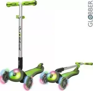 Самокат Globber 449-106 ELITE FL My Free Fold up со светящейся платформой и светящимися колес GREEN