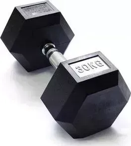 Гантель Original Fit.Tools гексагональная обрезиненная, хромированная ручка, 30 кг FT-HEX-30