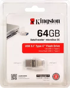 Фото №0 Флеш-накопитель KINGSTON USB 3.0/Type-C DTDUO3C/64GB