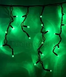 Светодиодная бахрома Light зелёная 3,1x0,5 чёрный каучуковый провод