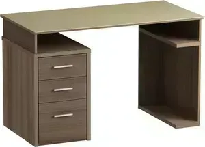 Стол письменный MetalDesign Кварт MD 777.04-04.10 корпус-ясень темный/ стекло-крем