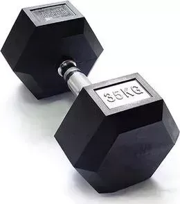 Гантель Original Fit.Tools гексагональная обрезиненная, хромированная ручка, 35 кг FT-HEX-35