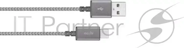 Кабель MOSHI Integra USB-C to USB-A. Покрытие кабеля сделано из кевлара. Длина 1,2 м. Цвет серый.