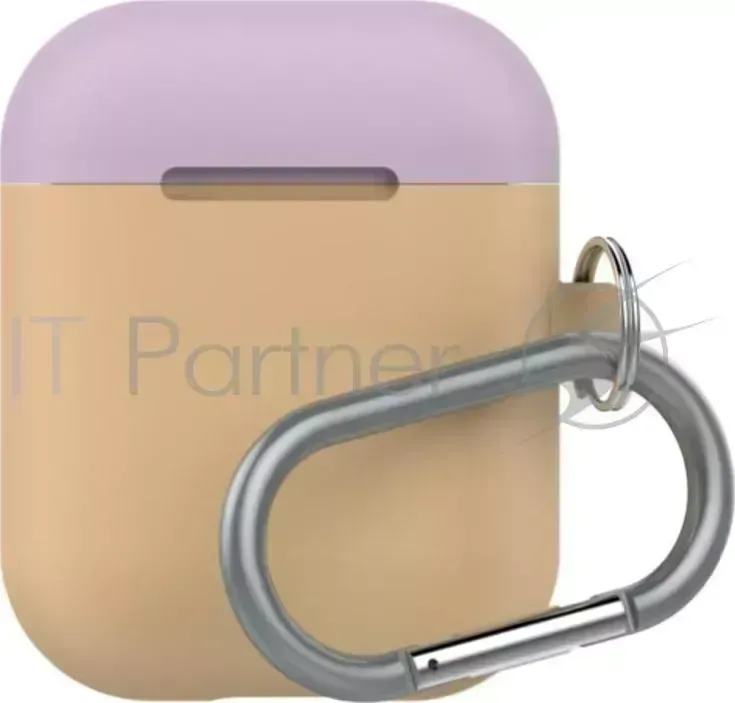 Чехол LAB.C AirPods Capsule 2in1 для зарядного устройства наушников Apple Airpods. Материал силикон. Цвет основной персиковый. Цвет крышек белый, лавандовый.