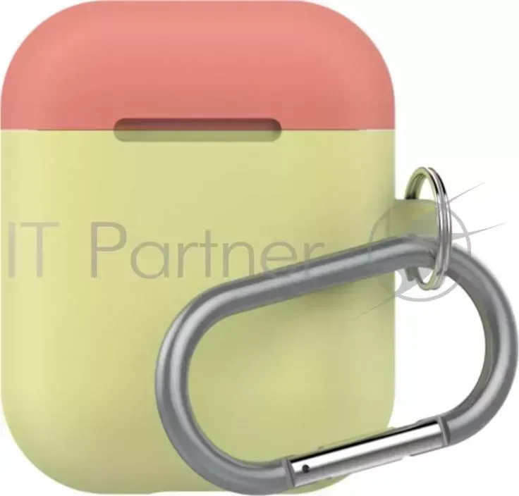 Чехол LAB.C AirPods Capsule 2in1 для зарядного устройства наушников Apple Airpods. Материал силикон. Цвет основной лимонный. Цвет крышек синий, коралловый.