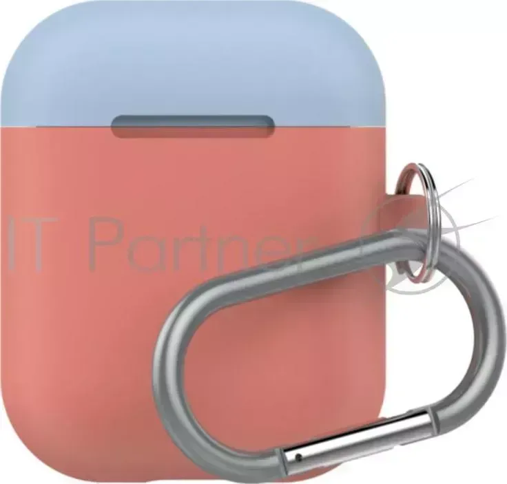 Чехол LAB.C AirPods Capsule 2in1 для зарядного устройства наушников Apple Airpods. Материал силикон. Цвет основной коралловый. Цвет крышек синий, лимонный.
