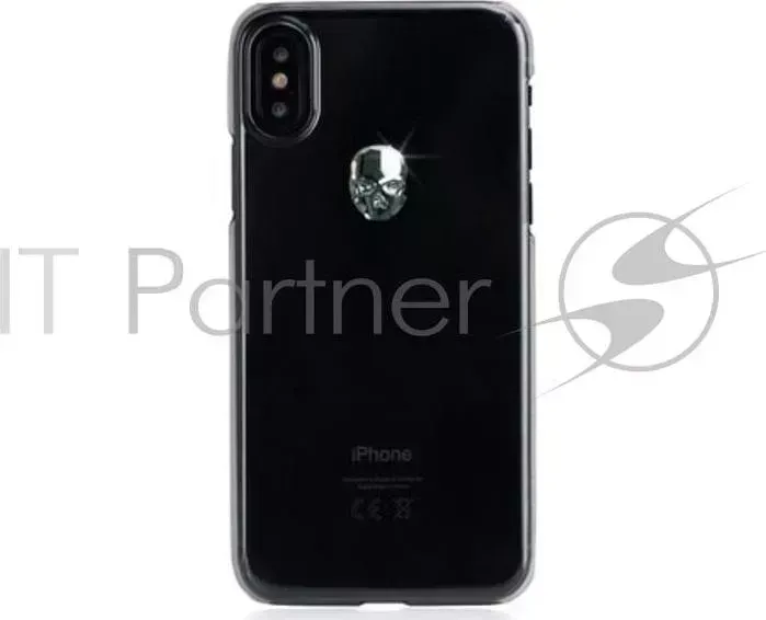 Чехол Bling My Thing для iPhone XS/X, с кристаллами Swarovski. Материал пластик. Коллекция Treasure. Дизайн Silver Skull. Цвет прозрачный.