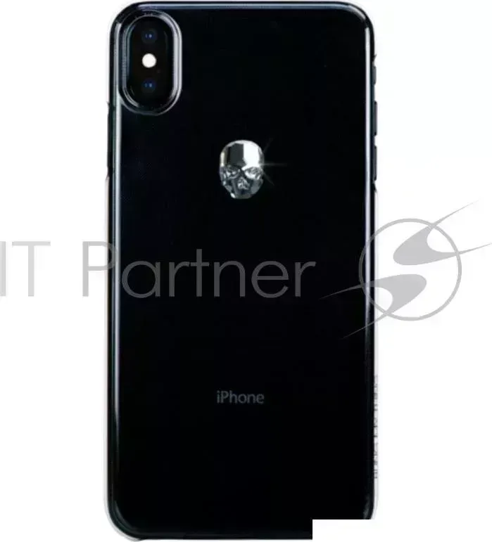 Чехол Bling My Thing для iPhone XS Max, с кристаллами Swarovski. Материал пластик. Коллекция Treasure. Дизайн Silver Skull. Цвет прозрачный.