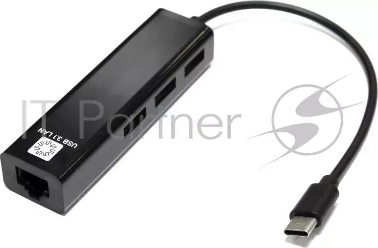 Кабель-адаптер 5bites UA3C 45 09BK USB3.1 / 3*USB2.0 / RJ45 100MB / BLACK