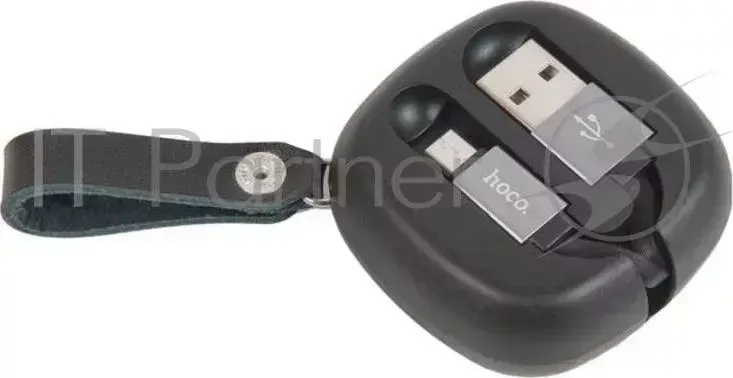 Кабель HOCO u33 Retractable с катушкой Micro USB, черный