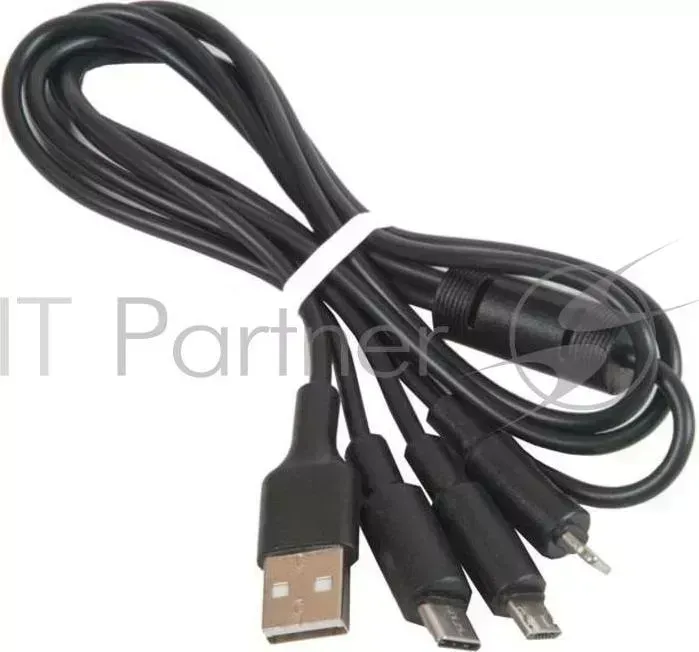 Кабель HOCO x25 Soarer one pull three 3 в 1, Lightning Micro USB Type C, черный
