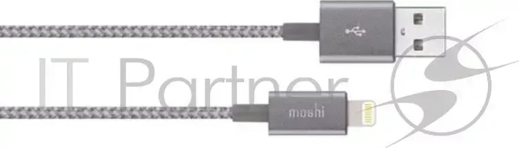 Кабель MOSHI Integra Lightning на USB A. Покрытие кабеля сделано из кевлара. Длина 1,2 м. Цвет серый.
