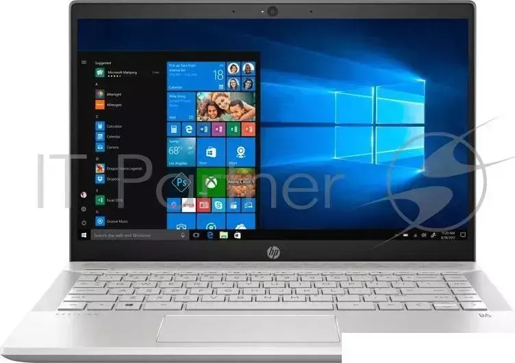 Ноутбук Hewlett-Packard HP Pavilion 14-ce1000ur Core i3 8145U/4Gb/1Tb/iOpt16Gb/Intel UHD Graphics 620/14"/IPS/FHD (1920x1080)/Windows 10/silver/WiFi/BT/Cam