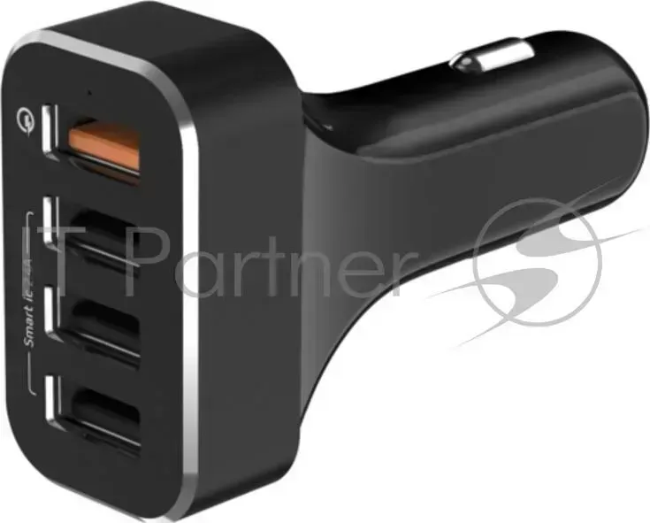 Автомобильное зарядное устройство LAB.C 4Port Quick Car Charger для мобильных устройств. 4 USB разъема. Цвет: черный.