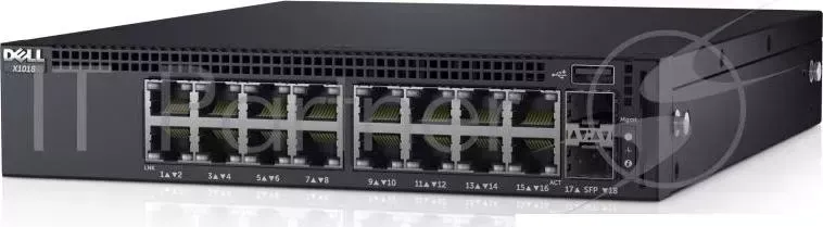 Коммутатор DELL Networking X1018 с веб-интерфейсом, 16 портов 1GbE и 2 порта 1GbE SFP, 3YPSNBD DELL с и  SFP,