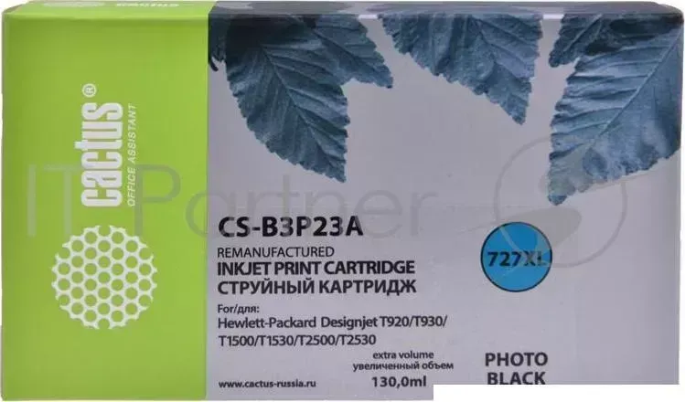 Картридж струйный CACTUS 727 CS B3P23A фото черный 130мл для HP DJ T920/T1500