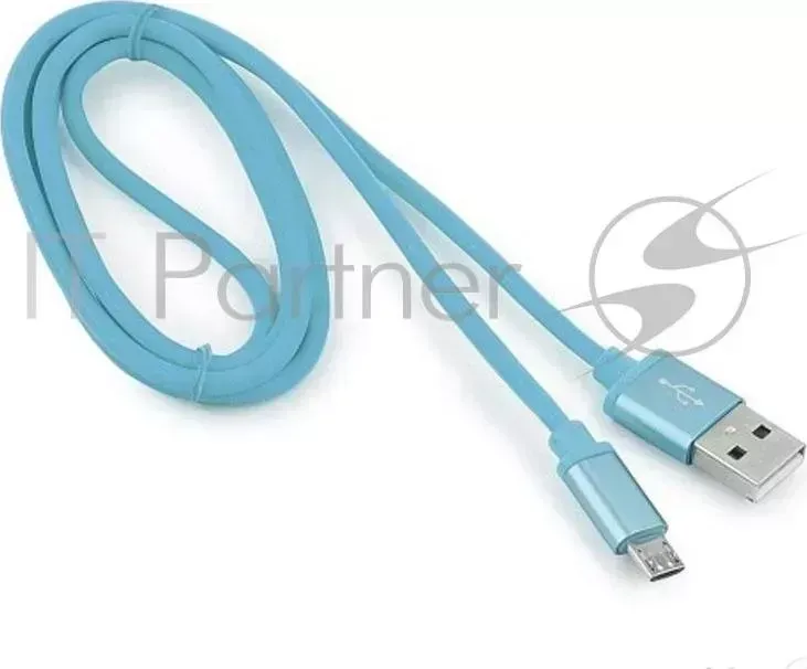 Кабель USB 2.0 CABLEXPERT CC S mUSB01Bl 1M, AM/microB, серия Silver, длина 1м, синий, блистер