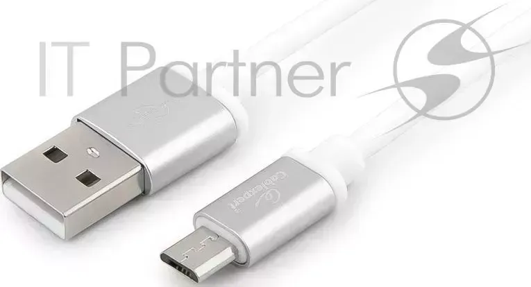 Кабель USB 2.0 CABLEXPERT CC S mUSB01W 1M, AM/microB, серия Silver, длина 1м, белый, блистер
