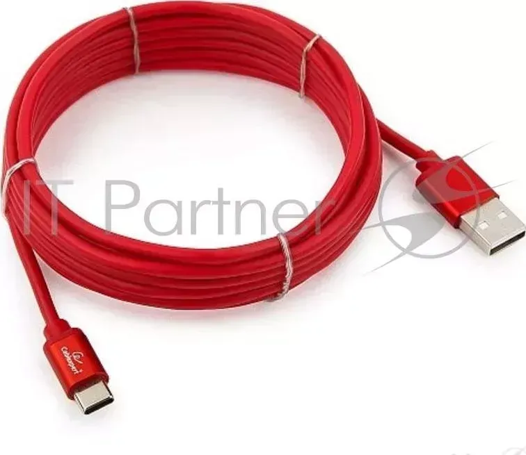 Кабель USB 2.0 CABLEXPERT CC S C01R 3M, AM/Type C, серия Silver, длина 3м, красный, блистер