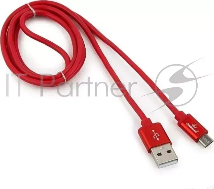 Кабель USB 2.0 CABLEXPERT CC S mUSB01R 1M, AM/microB, серия Silver, длина 1м, красный, блистер