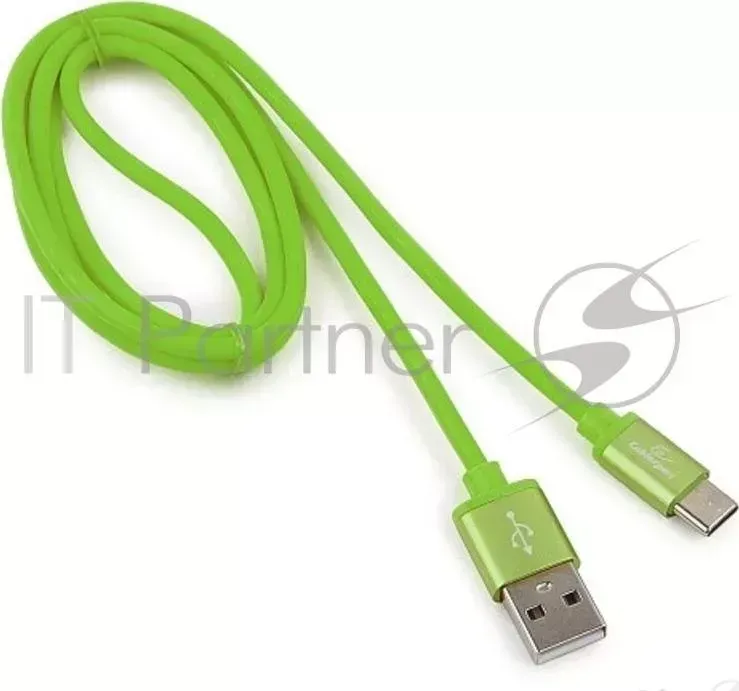 Кабель USB 2.0 CABLEXPERT CC S C01Gn 1M, AM/Type C, серия Silver, длина 1м, зеленый, блистер