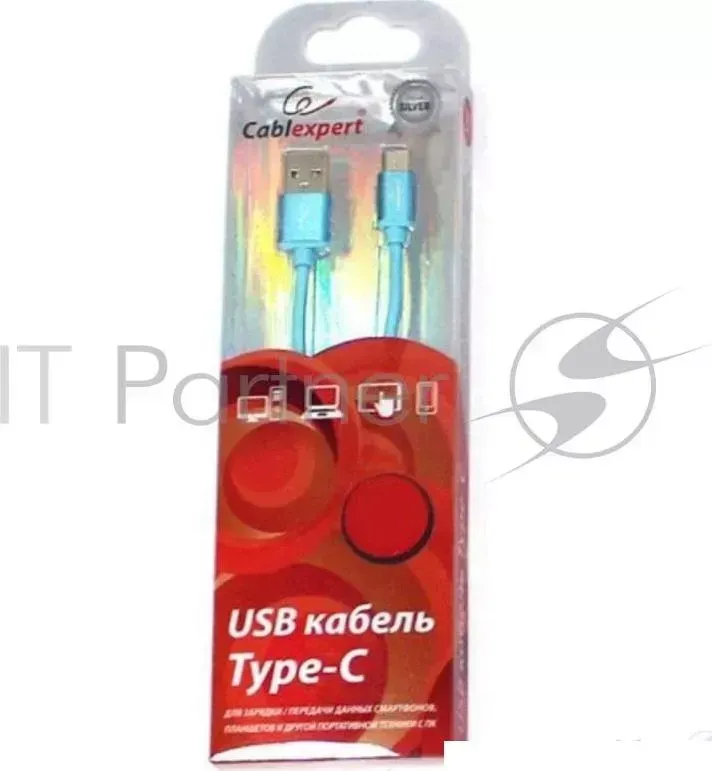 Кабель USB 2.0 CABLEXPERT CC S C01Bl 1M, AM/Type C, серия Silver, длина 1м, синий, блистер