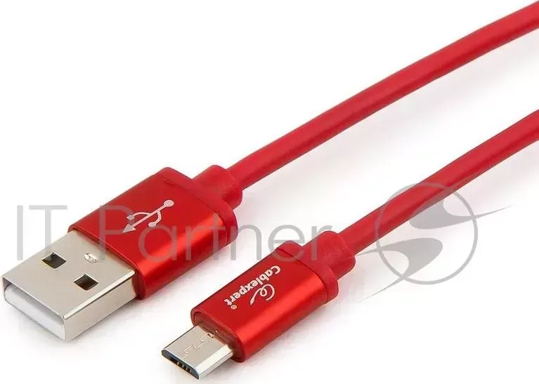 Кабель USB 2.0 CABLEXPERT CC S mUSB01R 1.8M, AM/microB, серия Silver, длина 1.8м, красный, блистер