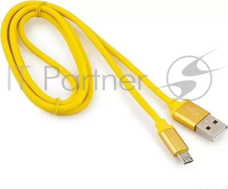 Кабель USB 2.0 CABLEXPERT CC S mUSB01Y 1M, AM/microB, серия Silver, длина 1м, желтый, блистер