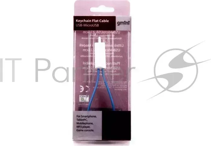 Кабель Gmini GM-MUS200FKBL, USB-microUSB плоский, синий