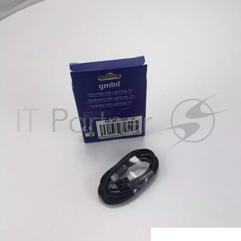 Кабель Gmini GM-DC-300B-1M, USB-Lightning, 1м, чёрный