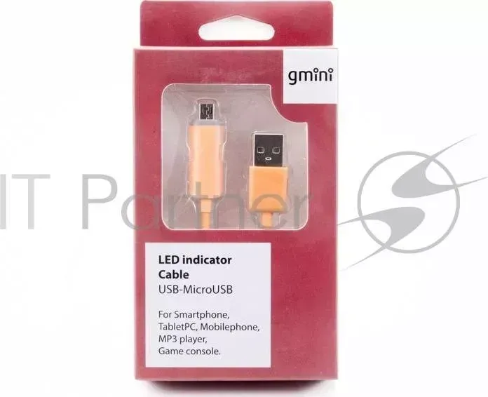 Кабель Gmini GM-FDC-220-IP6-MUSB-O, USB-microUSB+Lightning плоский, 1м, оранжевый