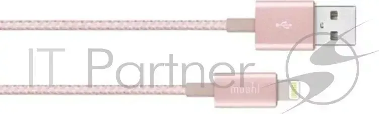 Кабель MOSHI Integra Lightning на USB-A. Покрытие кабеля сделано из кевлара. Длина 1,2 м. Цвет розовое золото.
