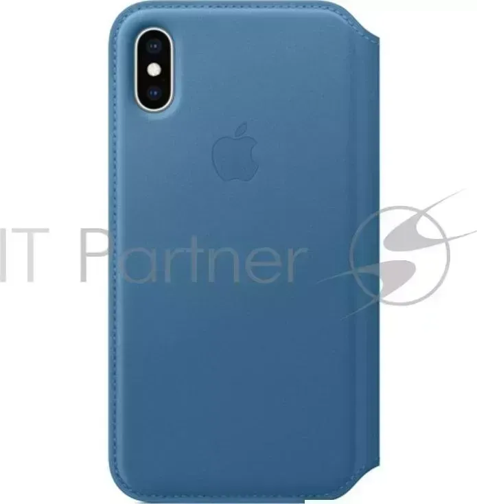 Чехол APPLE Leather Folio для iPhone XS, цвет Cape Cod Blue лазурная волна