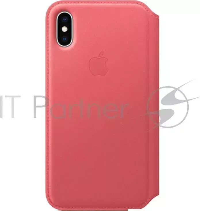 Чехол APPLE Leather Folio для iPhone XS, цвет Peony Pink розовый пион