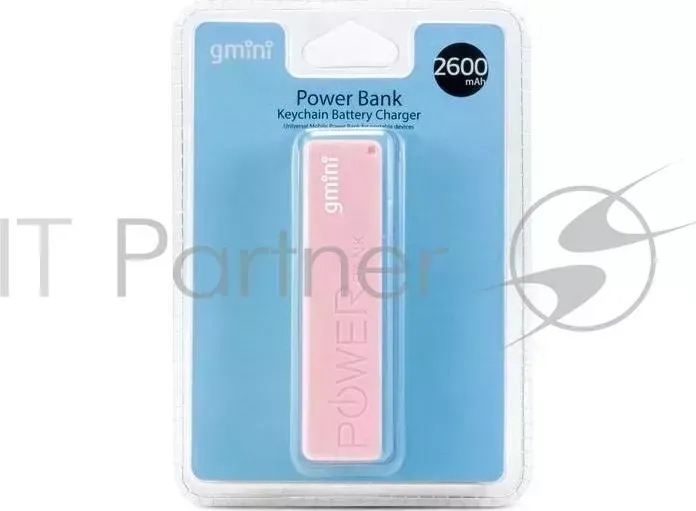 Внешний аккумулятор Gmini GM-PB026-P, 2600mAh, розовый