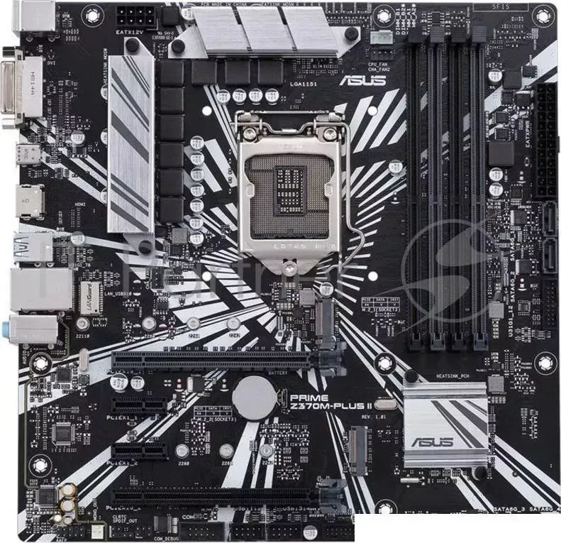 Материнская плата Asus PRIME Z370M-PLUS II Soc-1151v2 Intel Z370 4xDDR4 mATX AC`97 8ch(7.1) GbLAN RAID+DVI+HDMI ASUS II