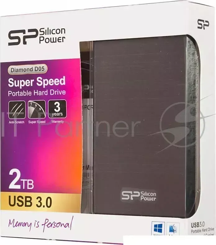 Жесткий диск SILICON POWER USB 3.0 2Tb D05 Diamond 2.5" серый