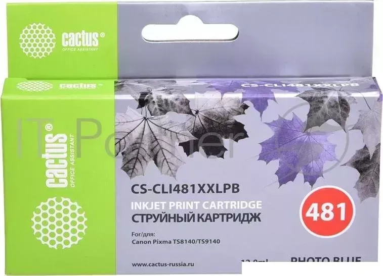 Картридж струйный CACTUS CS CLI481XXLPB фото голубой 12мл для Canon Pixma TS8140/TS9140